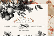 Snowy Winter - vintage illustrations, a Seasonal Illustration by Pamyatka Shop (Thumbnail 7 of 17)