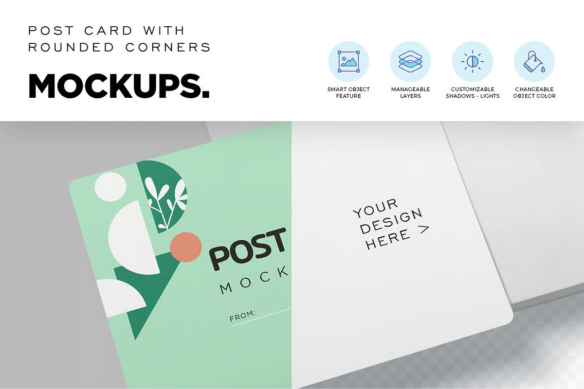 5 x 7 Inches Post Card Mockups, an Advertising Mockup by megostudi0 (Photo 4 of 6)