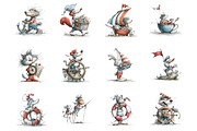 Whimsical Sailor Animals Clipart, an Animal Illustration by fashionaddict (Thumbnail 2 of 7)