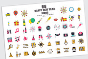 55 happy new year icons in 3 styles, an Outline Icon by LTNG STUDIO (Thumbnail 1 of 6)
