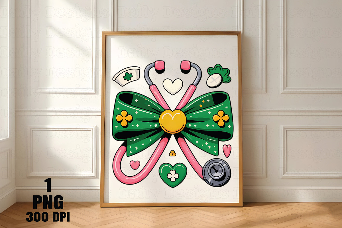 St. Patrick’s Day Nurse Bow PNG, an Illustration by Daily.Designs (Photo 4 of 5)