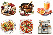Cozy Cooking Watercolor Clipart, an Illustration by OK Design (Thumbnail 3 of 5)
