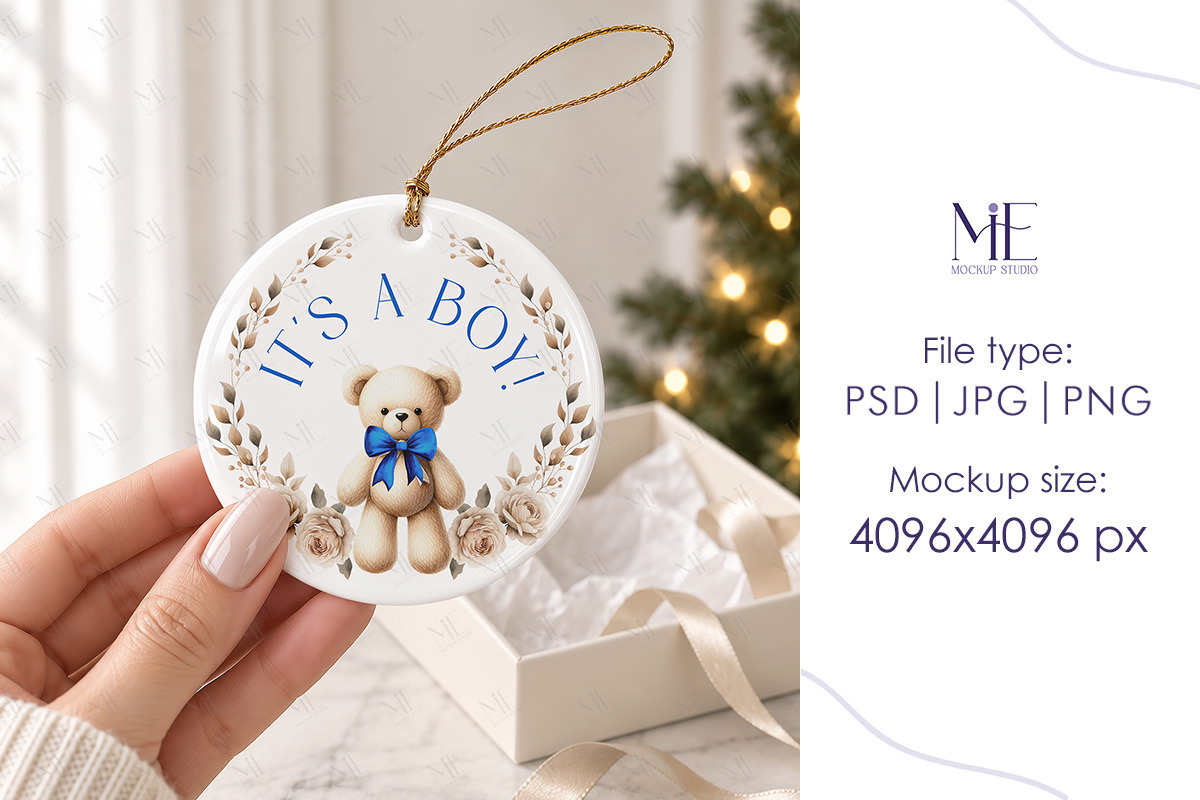 Christmas Ceramic Ornament Mockup, a Merchandise Mockup by Mie Mockup Studio (Photo 3 of 7)