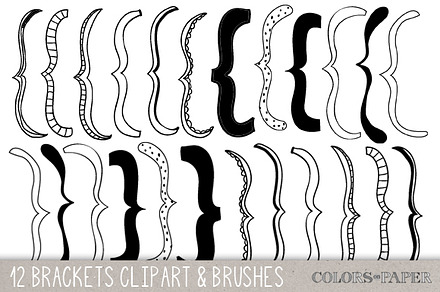 Hand drawn Brackets Clipart, Brushes