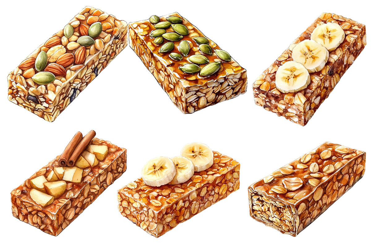 Granola Bar Watercolor Clipart, an Illustration by Designworld (Photo 5 of 7)