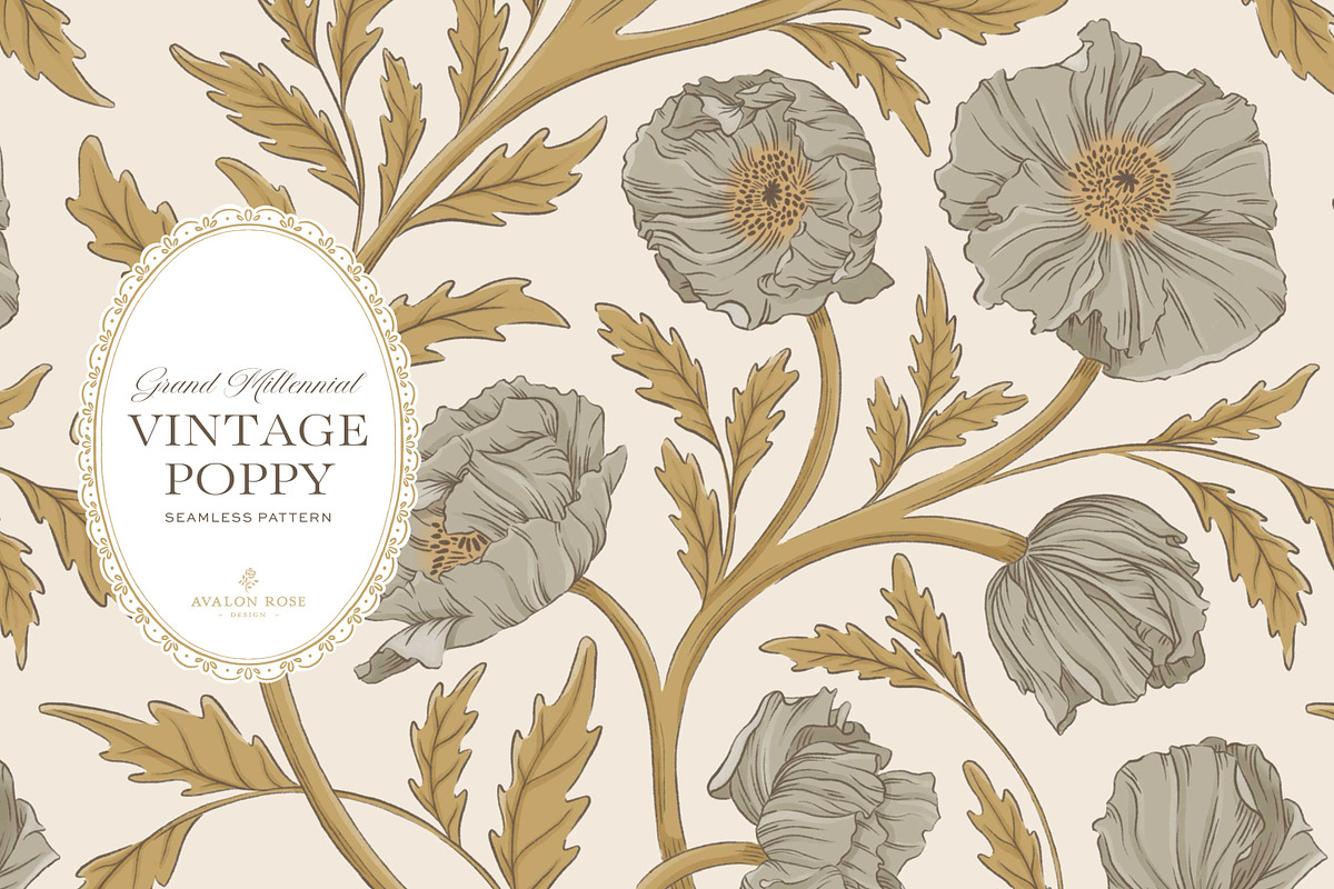 Vintage Poppy Floral Patterns, a Pattern Graphic by Eclectic Anthology (Photo 3 of 13)