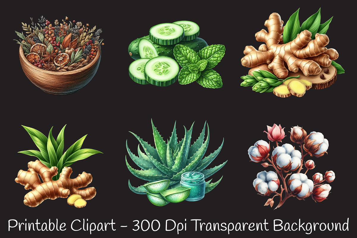 Botanical Wellness Watercolor Png, an Icon by RobertsArt (Photo 2 of 7)