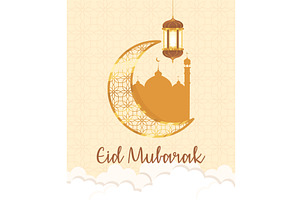 eid mubarak banner, an Illustration by studiogstock