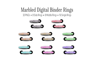 Marbled Digital Planner Binder Rings