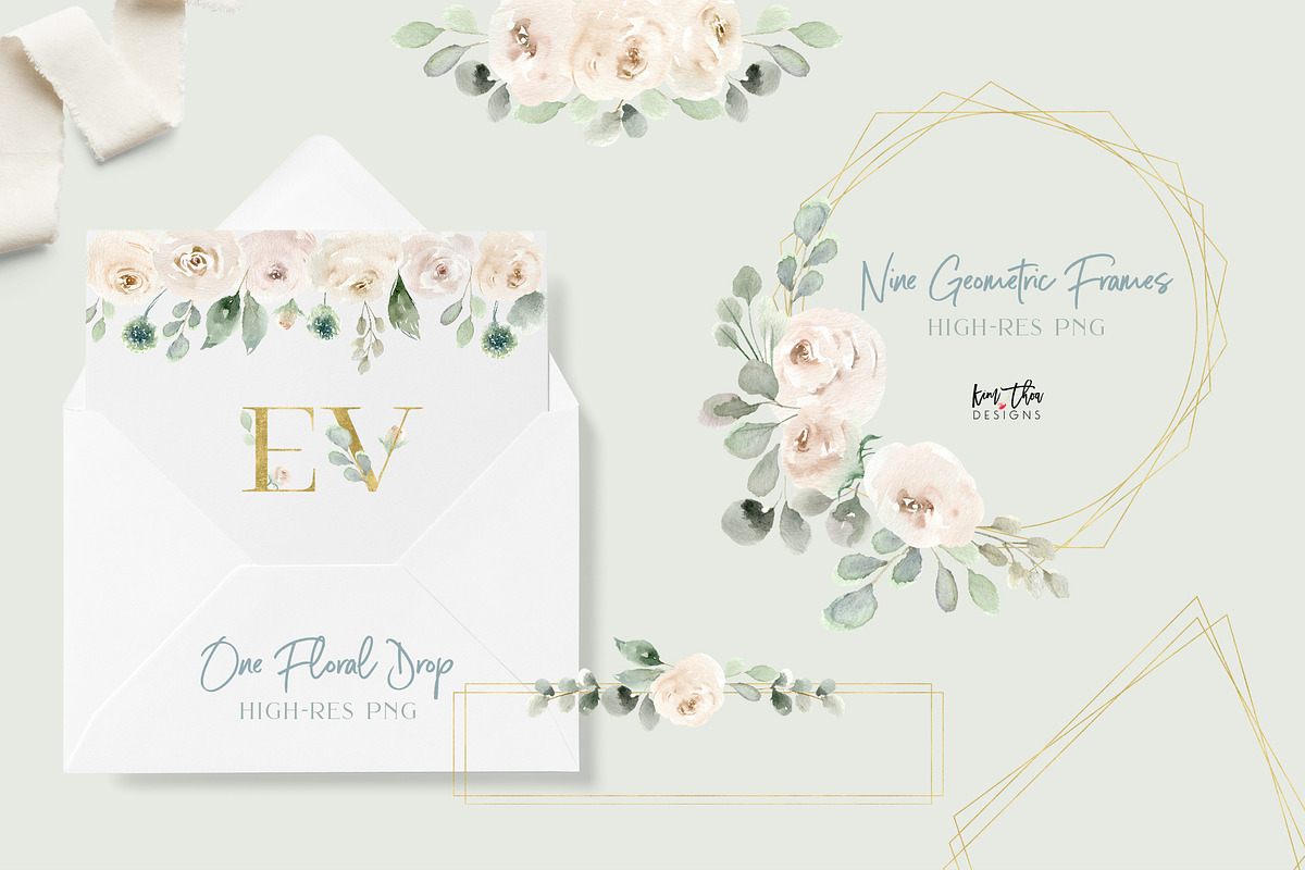 White Flowers with Greenery, an Illustration by Kim Thoa Designs (Photo 4 of 9)