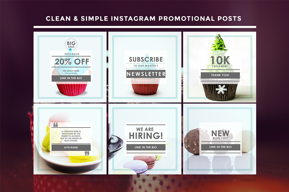 Themed Instagram promo posts, a Social Media Template by Vova (Photo 1 of 8)