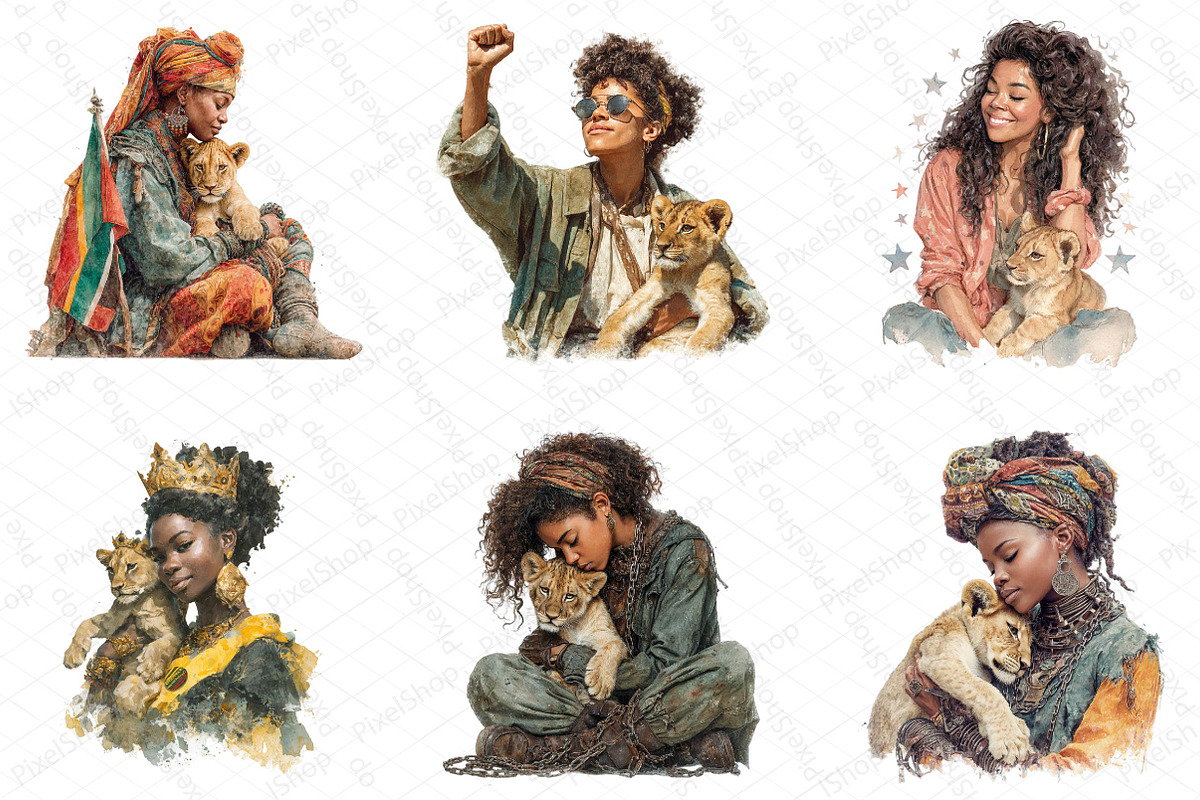 Juneteenth Clipart Black Woman Lion, an Illustration by DreamPrint404 (Photo 3 of 5)