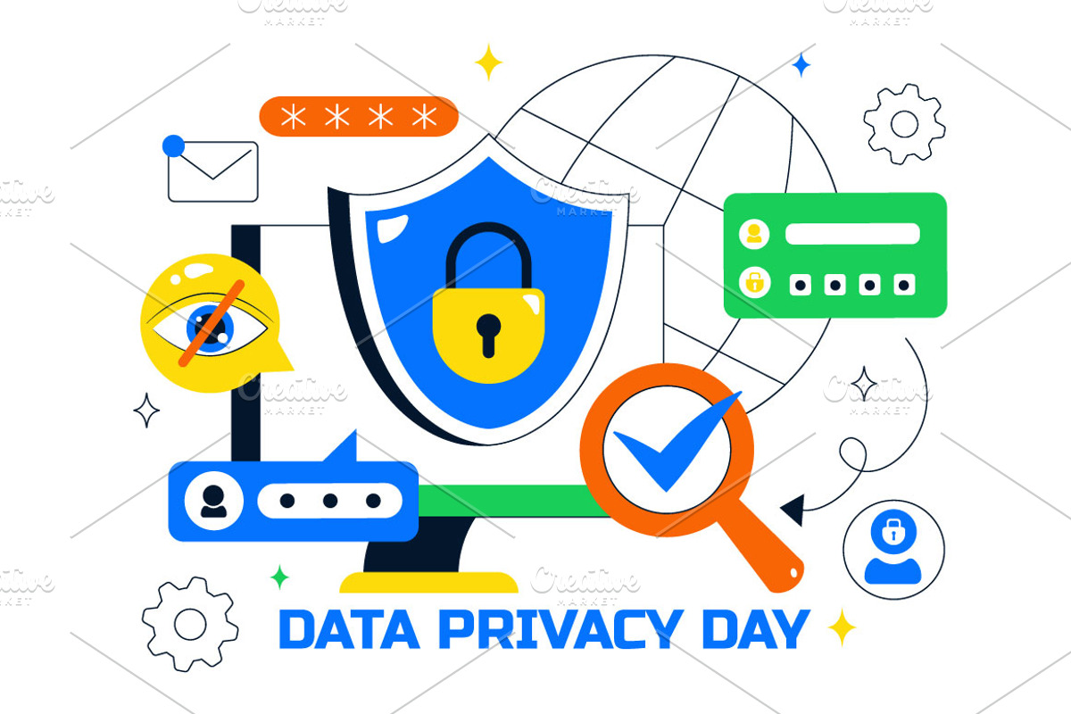 10 Data Privacy Vector Illustration, a Person Illustration by denayunebgt (Photo 4 of 4)