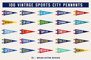 100 Vintage Sports City Pennants, an Object Graphic by Brian Ritter Design (Thumbnail 7 of 7)