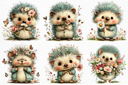 Whimsical Spring Hedgehog Clipart, an Illustration by Craft Nest (Thumbnail 5 of 11)