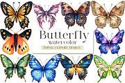 Watercolor Butterfly Clipart Png, a Seasonal Illustration by DreamArtGraphic (Thumbnail 1 of 4)