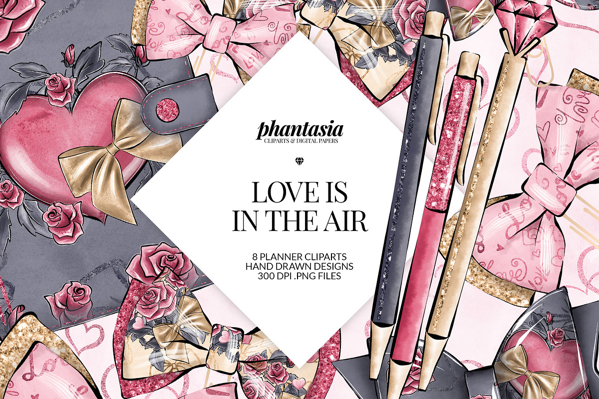 Valentines Day Planner Cliparts, a Decorative Illustration by Phantasia Design (Photo 1 of 3)