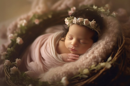 A photograph showing the innocence and purity of a newborn baby, a Person Photo by designvectx