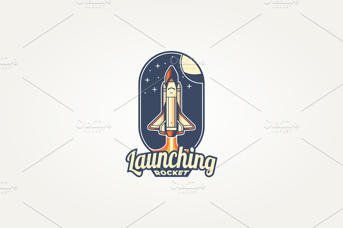 rocket launch vintage badge logo, a Branding & Logo Template by Blazybone