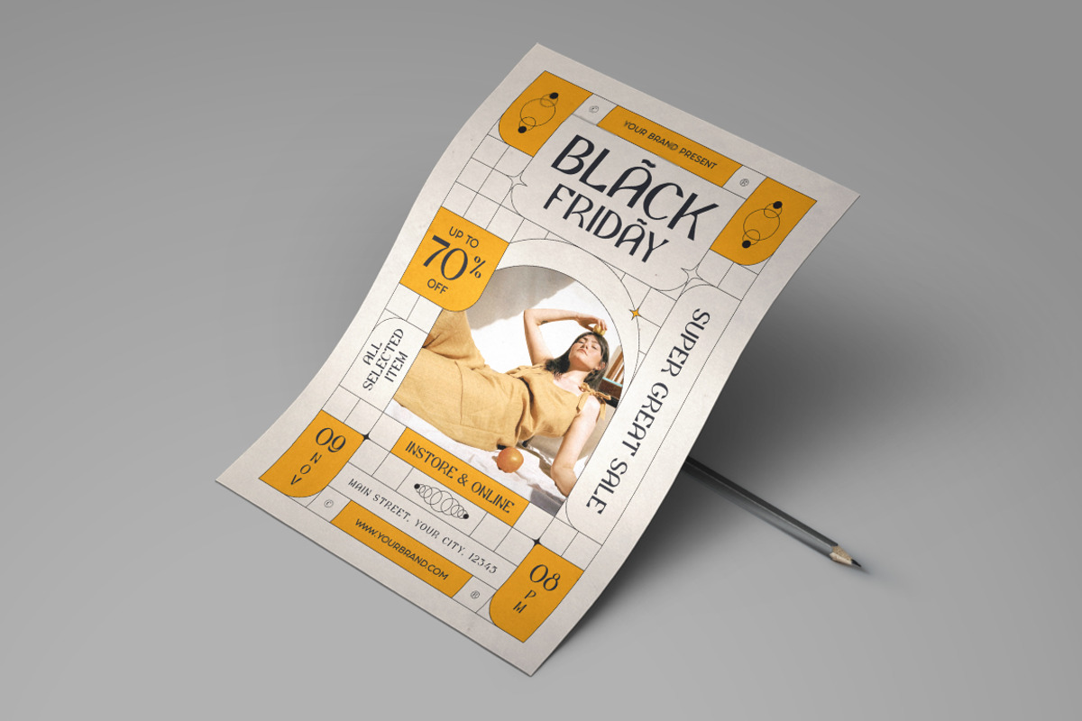 Black Friday Flyer Retro Style, a Flyer Template by monogrph (Photo 3 of 4)