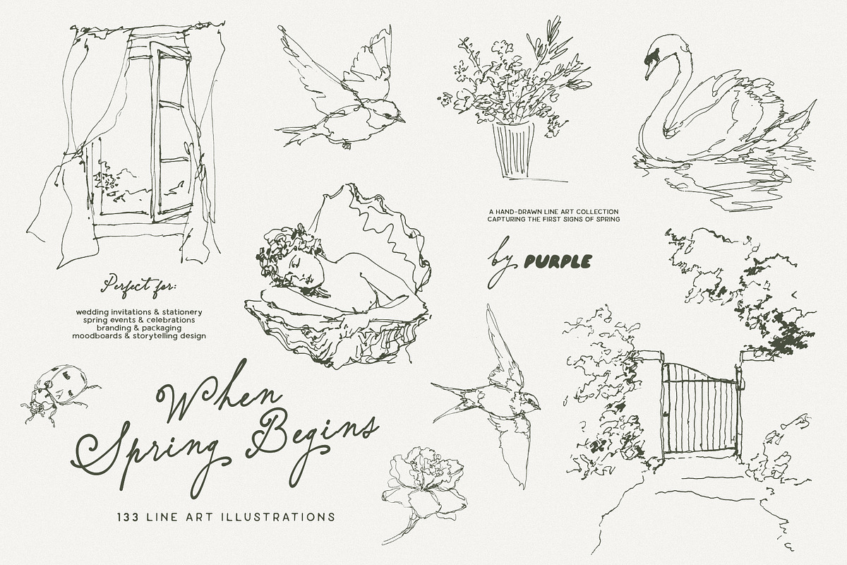 When Spring Begins: Line Art, a Seasonal Illustration by Purple (Photo 15 of 15)