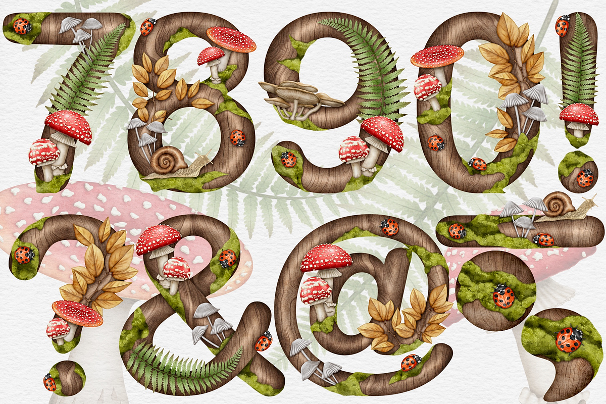 Wild Forest Alphabet Clipart set., a Decorative Illustration by Happy Sloth Graphics (Photo 6 of 9)