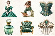 Watercolor Emerald Victorian Clipart, an Illustration by Rose Art (Thumbnail 3 of 7)