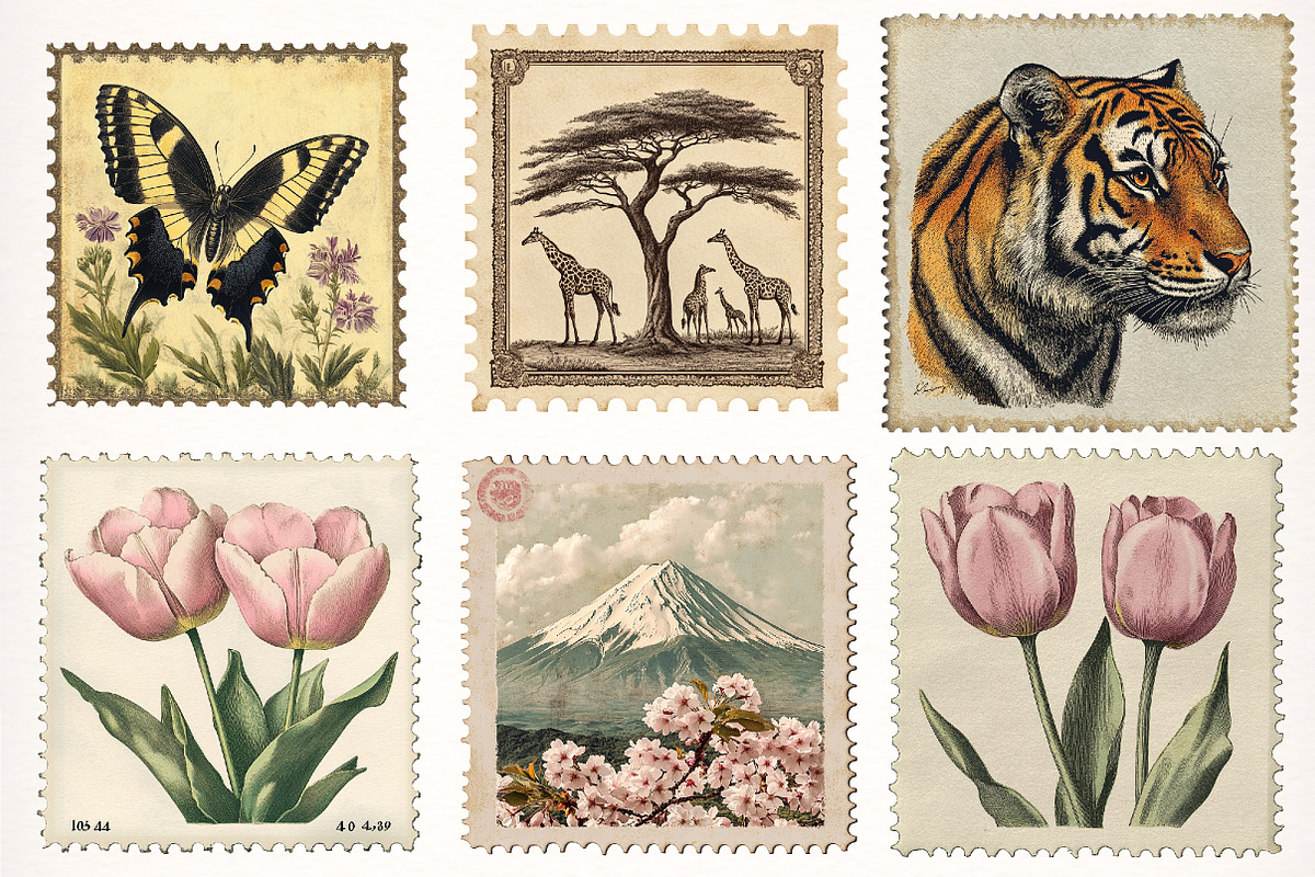 Vintage Postal Stamp Ephemera, a Transportation Illustration by Digital Artistic99 (Photo 3 of 10)