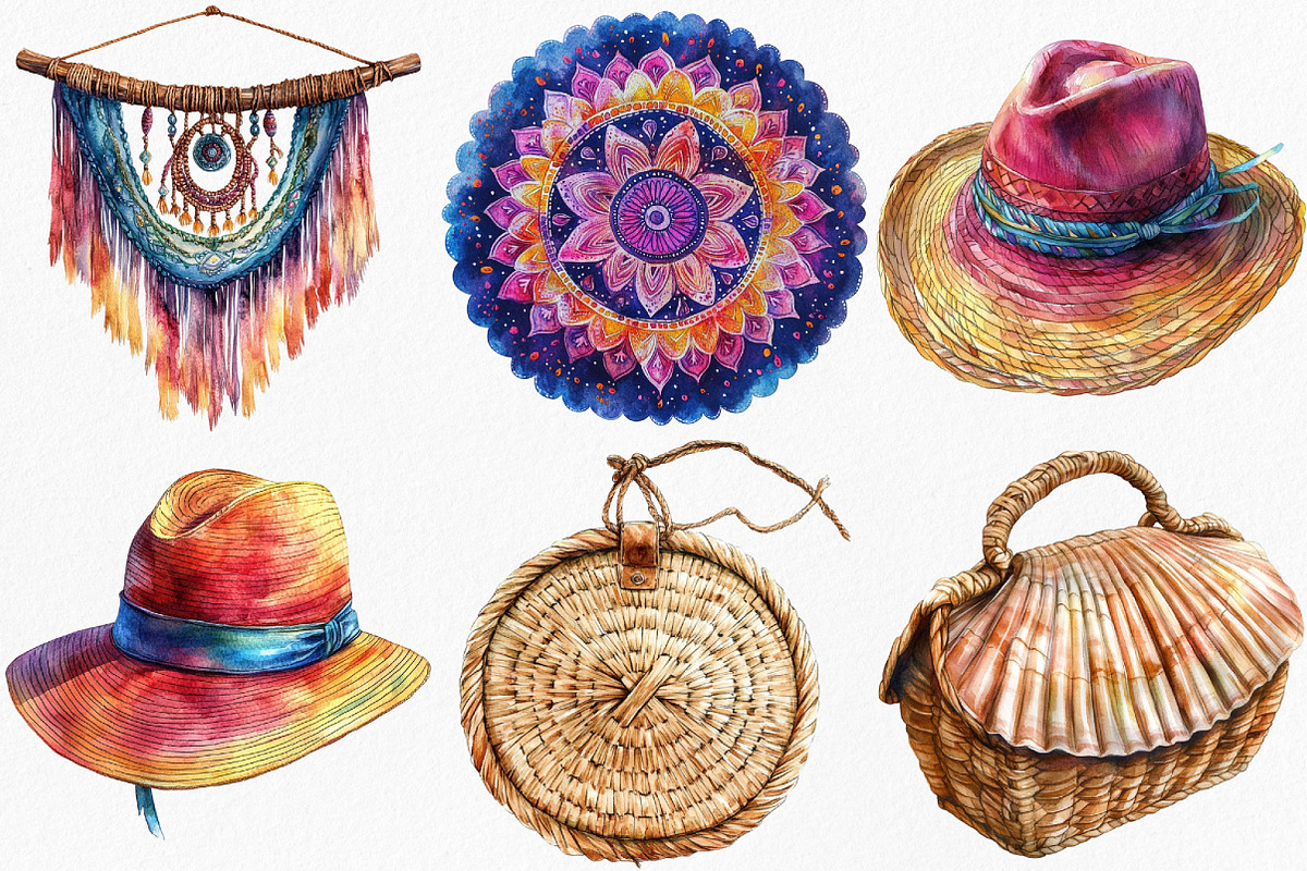 Boho Summer Fashion Coastal Clipart, an Illustration by Canvas Craft (Photo 3 of 7)