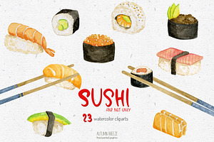 Watercolor Sushi Clipart