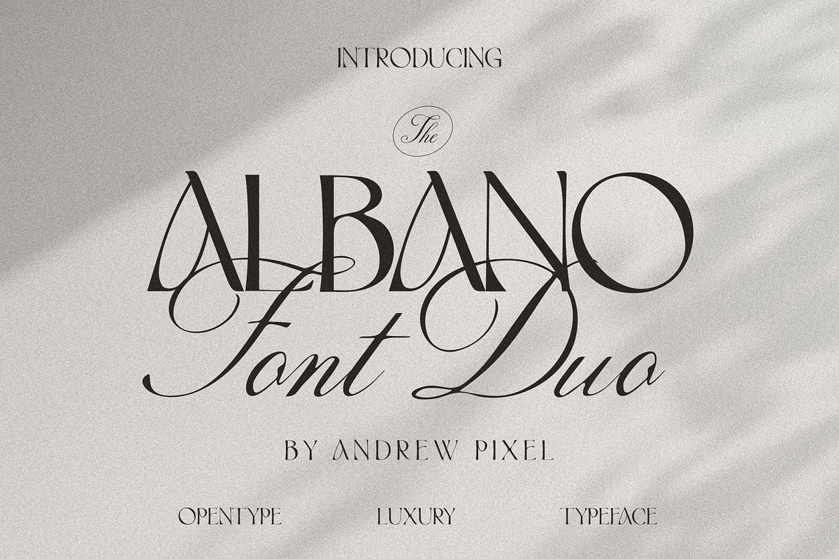 Albano - Luxury Branding Font Duo, a Script Font by AndrewPixelType (Photo 1 of 10)