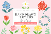 Hand Drawn Floral Clipart PNG Set, an Object Graphic by Printable Pretty Studio (Thumbnail 1 of 3)