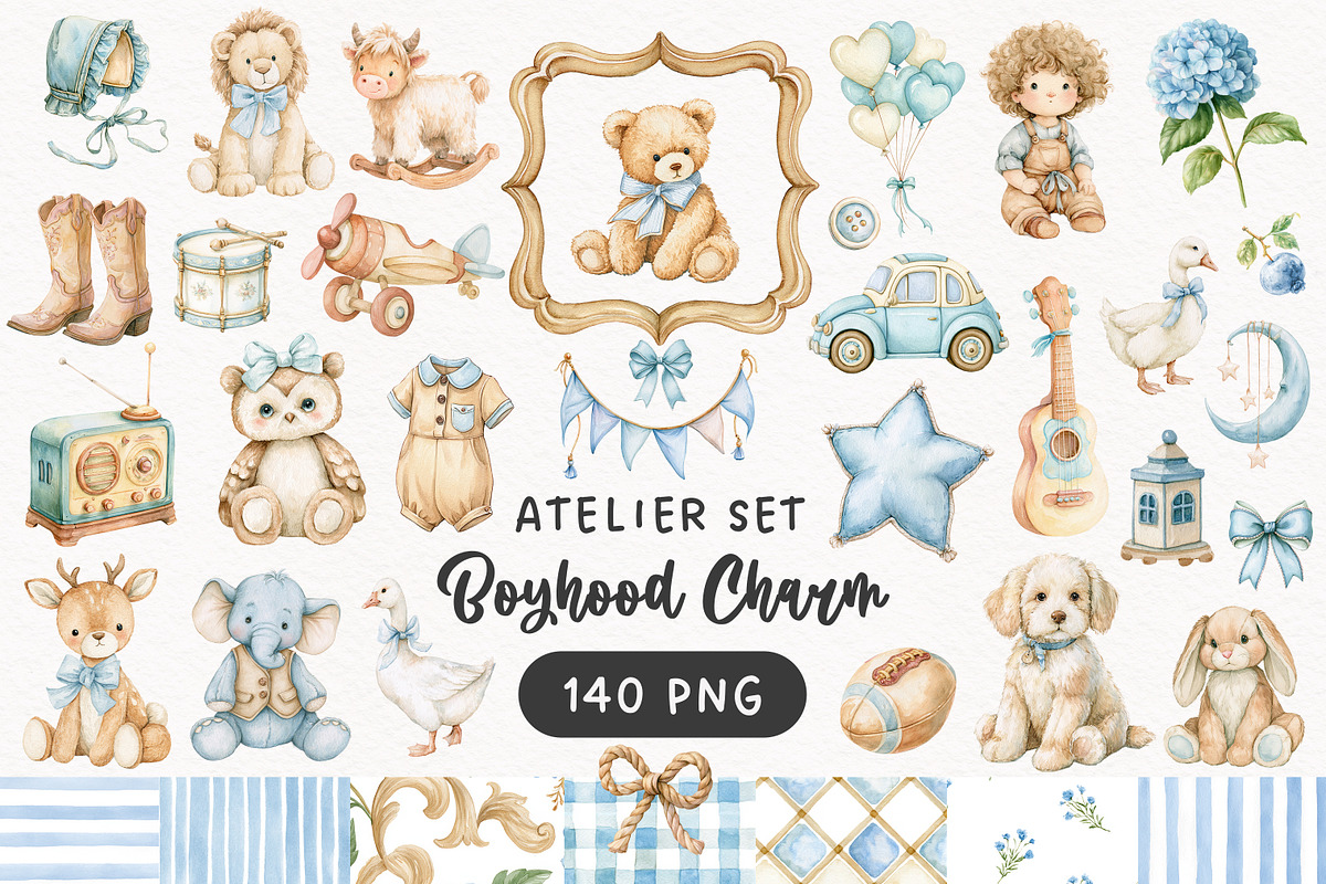 Blue Nursery Boyhood Charm, an Animal Illustration by PaintPixelCo (Photo 1 of 13)