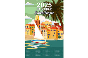 Calendar Monthly 2025 Saint-Tropez