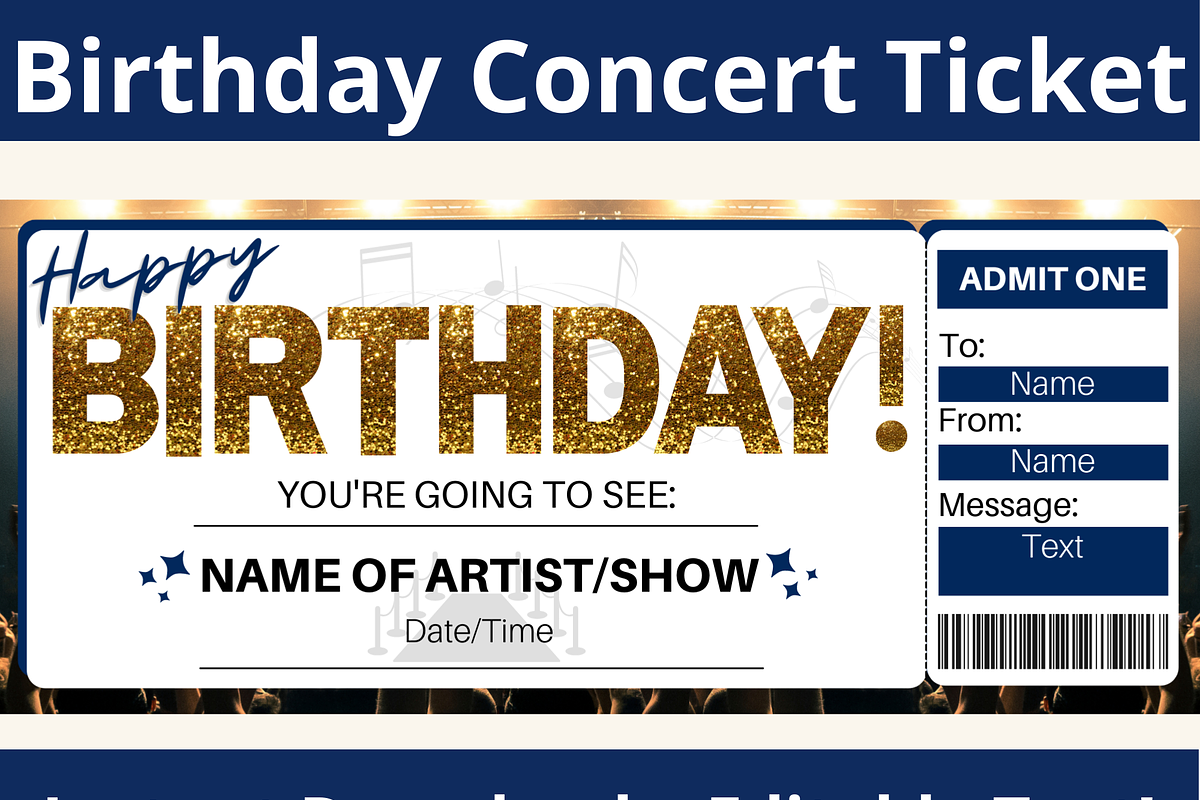 Birthday Concert Ticket Template, a Card Template by The Printed Smile (Photo 1 of 3)