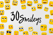 30 Smileys Emoji Icons, an Emoji Icon by Littlefield Design (Thumbnail 1 of 2)
