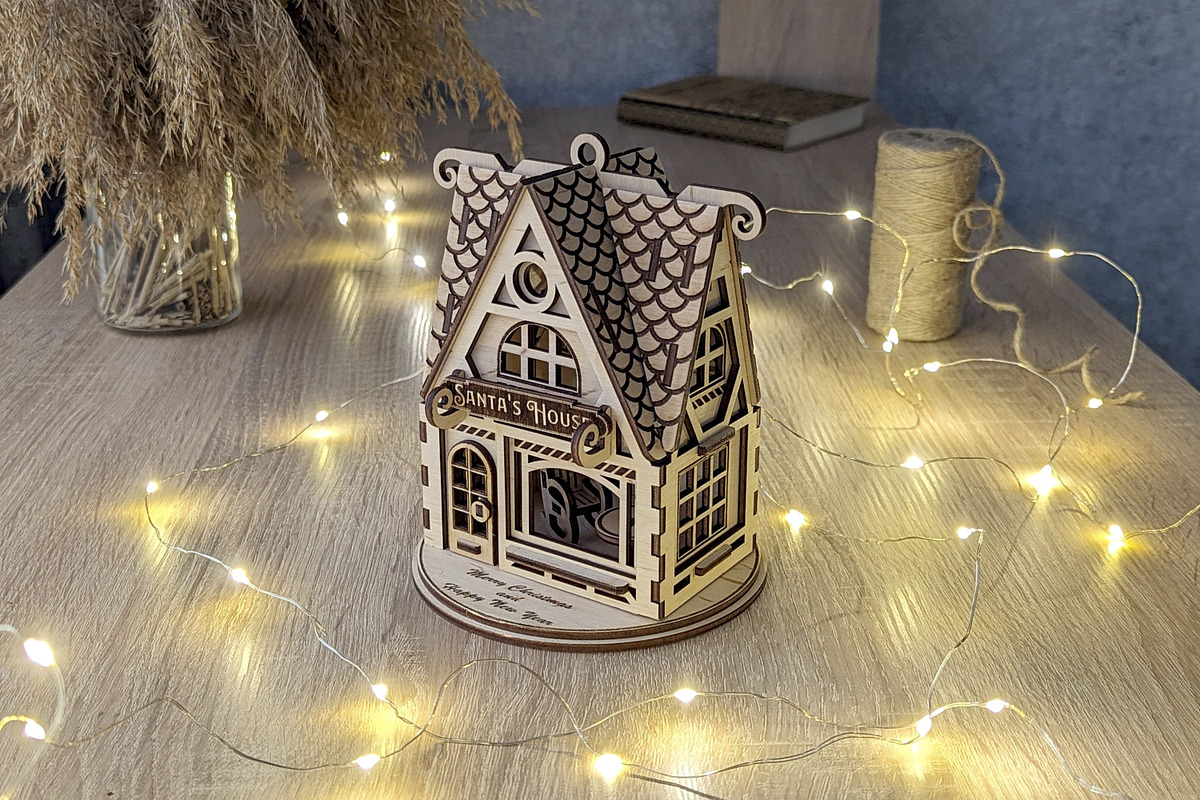 Santa's Christmas House - Laser Cut, an Object Graphic by VectorPainter (Photo 4 of 9)