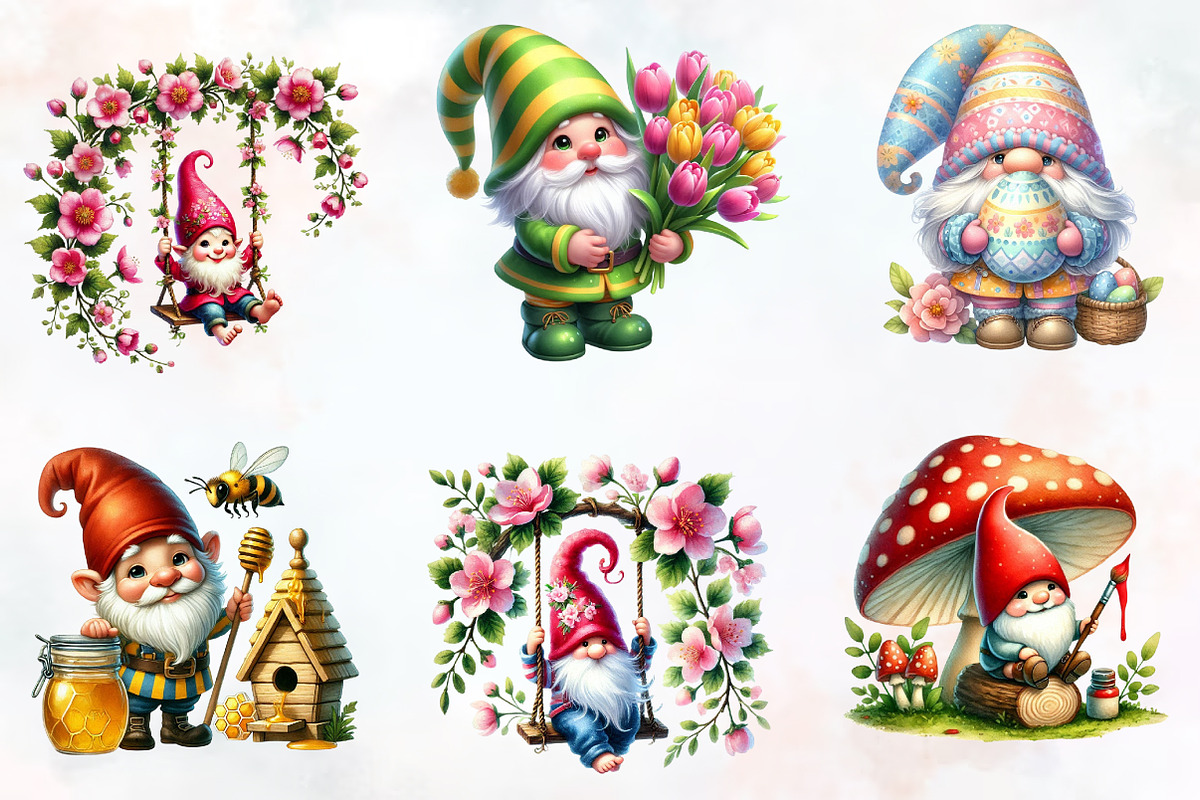 Spring Gnome Sublimation Clipart, an Illustration by RobertsArt (Photo 7 of 7)