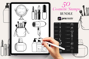 50 Cosmetic Procreate Stamps Brushes