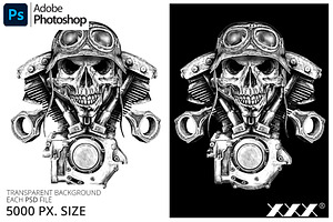 Motorcycle Skull T-Shirt Design