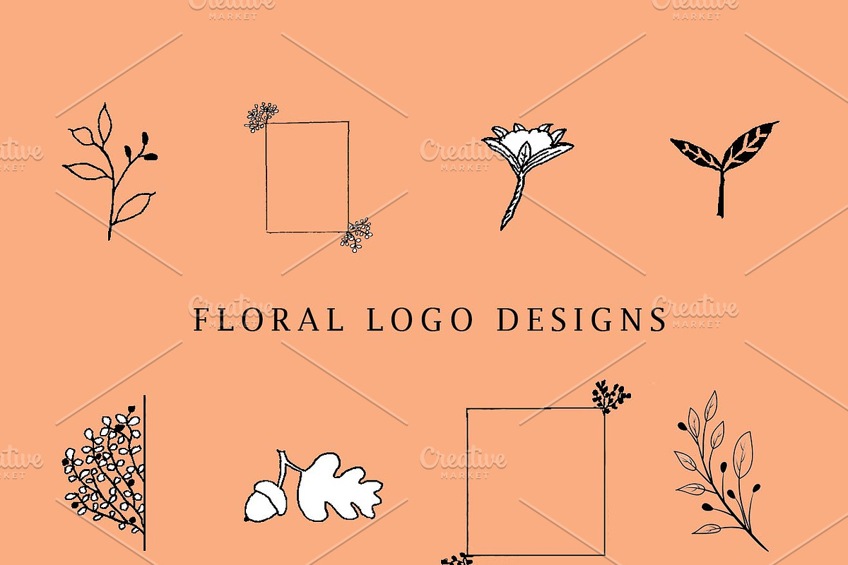 Hand Drawn Floral Logo Pack- Vol 1, a Branding & Logo Template by WeavaBird (Photo 1 of 4)
