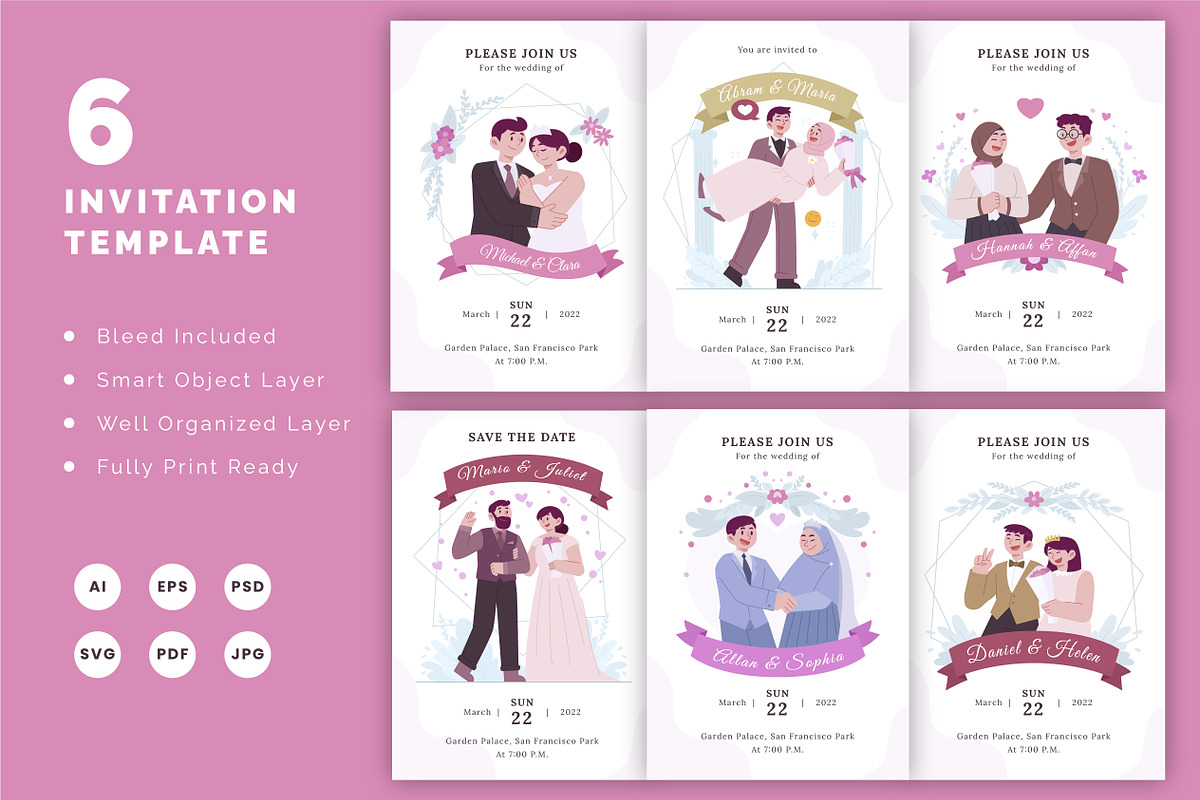 Cartoon Wedding Card Invitation, a Flyer Template by Vesvocrea (Photo 1 of 7)