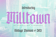 Milltown, a Blackletter Font by Vintage Division (Thumbnail 1 of 10)