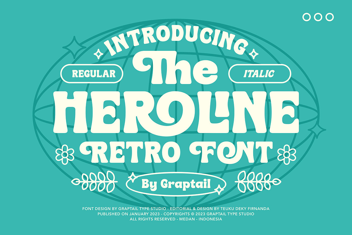 Heroline - Retro Font, a Sans Serif Font by Graptail (Photo 1 of 8)