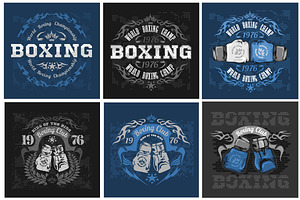 Boxing Vintage Vector Labels.