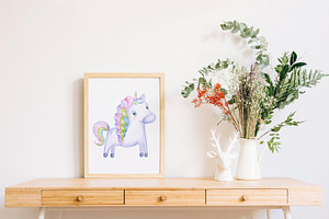 Cute Unicorn Clipart, Nursery Decor