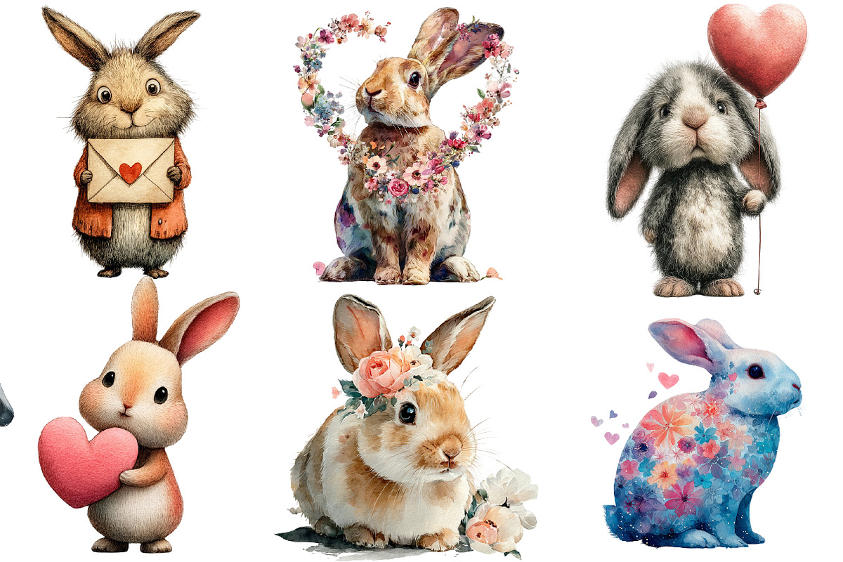 Valentines Bunny Clipart, an Illustration by Designworld (Photo 3 of 4)
