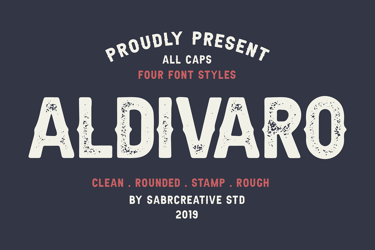 Aldivaro Font Family- 4 Font Style, a Sans Serif Font by sabrcreative (Photo 1 of 7)