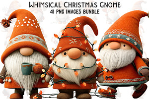Whimsical Christmas Gnome Clipart, an Illustration by Craft Nest