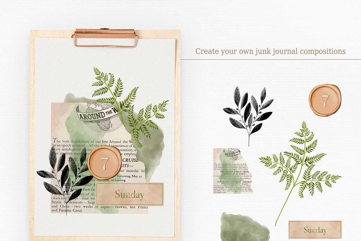 Junk Journal Clipart Collection, an Illustration by Oh Mia Studio (Photo 5 of 5)